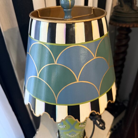 New MACKENZIE CHILDS MADRAS Table Lamp Sold Out HTF Rare No Box Courtly Stripes - Picture 9 of 16